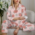 thumbnail image 6 of Fuzoiu Strawberry And Flowers Print Women's Long-Sleeved Pajama,Lounge Button Down Nightwear,Womens Notch Collar Pajama Set-Small, 6 of 7