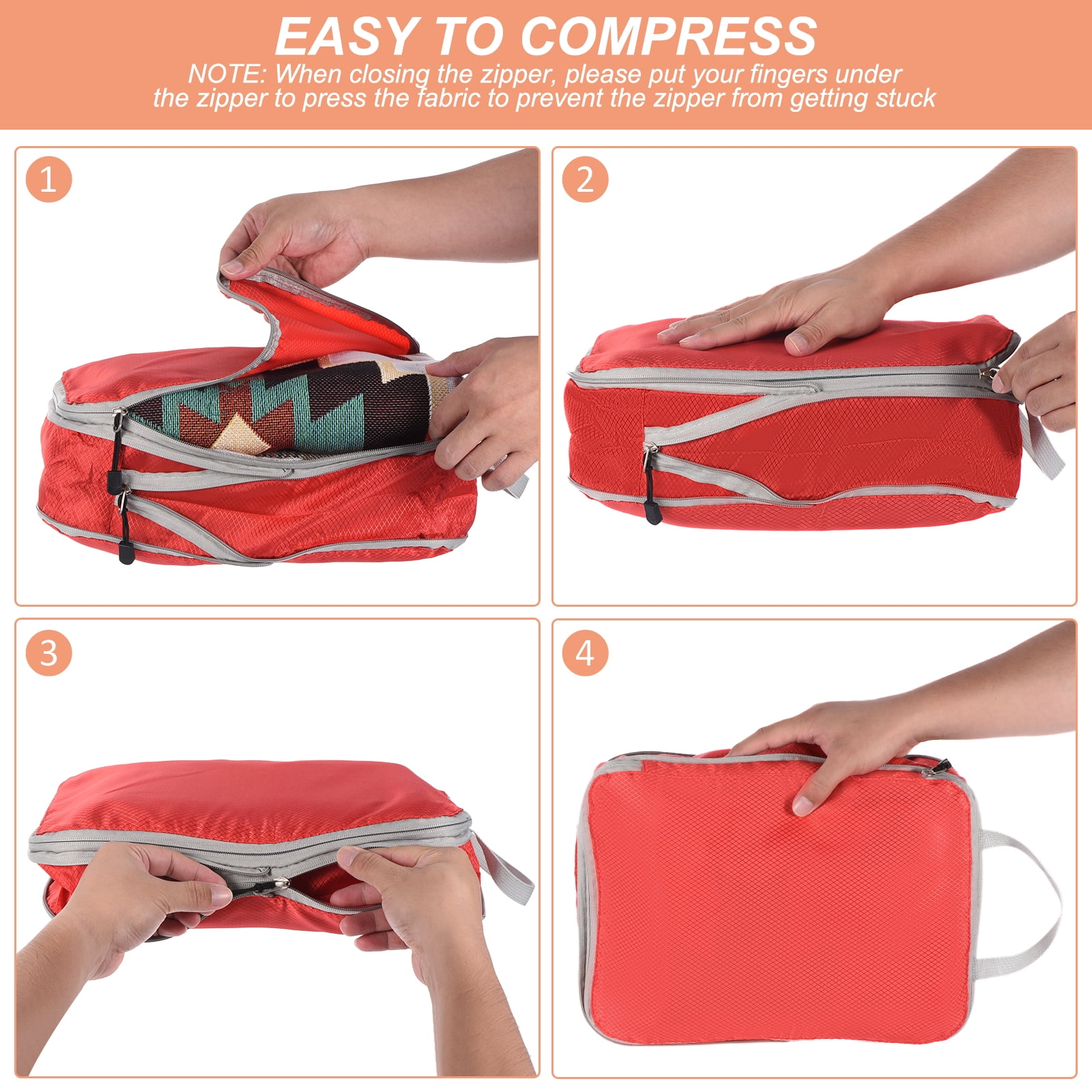 Compression Packing Cube for Travel Waterproof Luggage Organizer for Suitcase Gray 3 Set