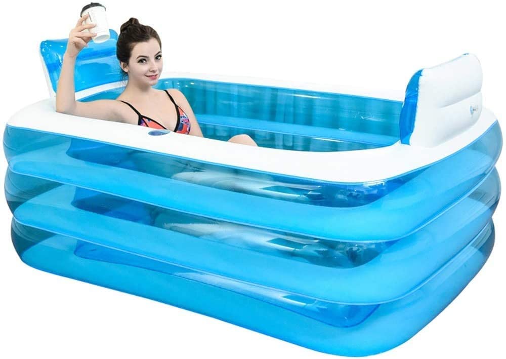 Blue Color Inflatable Bath Tub Plastic Portable Foldable Bathtub