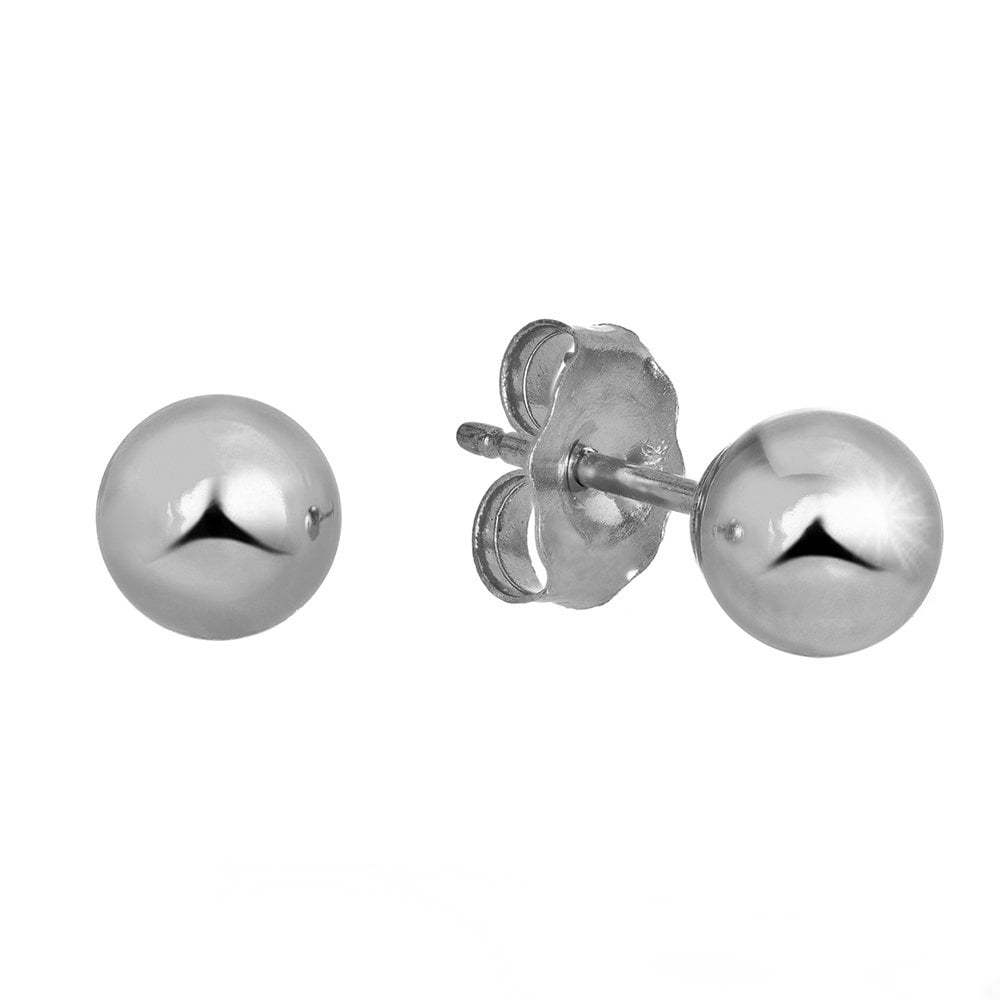 14K White Gold Polished 6mm Ball Post Earrings 0.24 in x 0.24 in