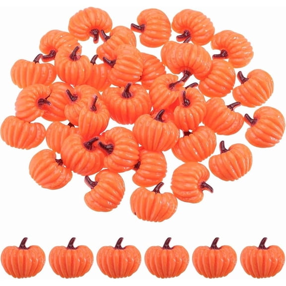 1 Box 80Pcs Resin Charms Pumpkin Charms Cartoon Fall Theme Orange Pumpkins Flatback Cabochons Bulk for Jewelry Making Scrapbooking Embellishments Cell Phone Case Diy Craft Supplies