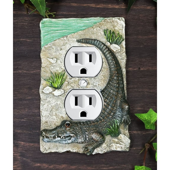 Pack of 2 Wildlife Bayou Swamp Alligator Double Receptacle Wall Outlet Plate