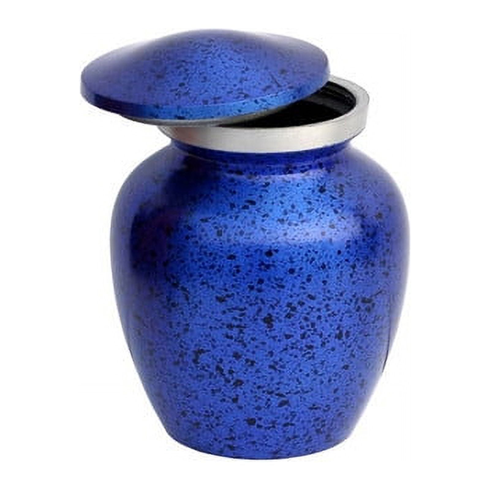 SHREYAS Aluminium BLUE BLACK DOT Medium Size Cremation URNs Keepsake Vase of Human & Pet Ashes