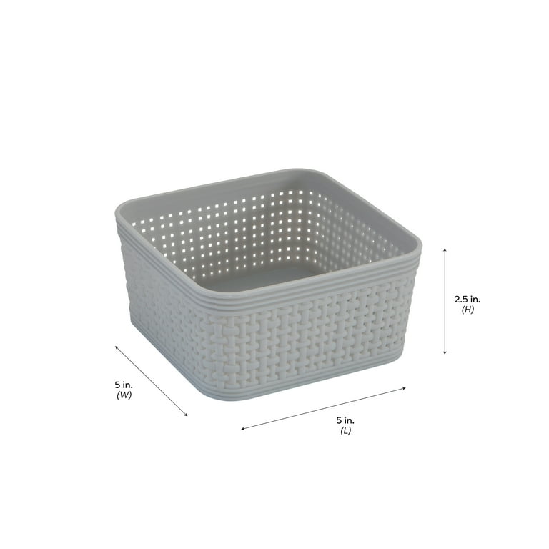 Simplify 6 Pack Plastic Organizing Storage Basket Set, Grey 