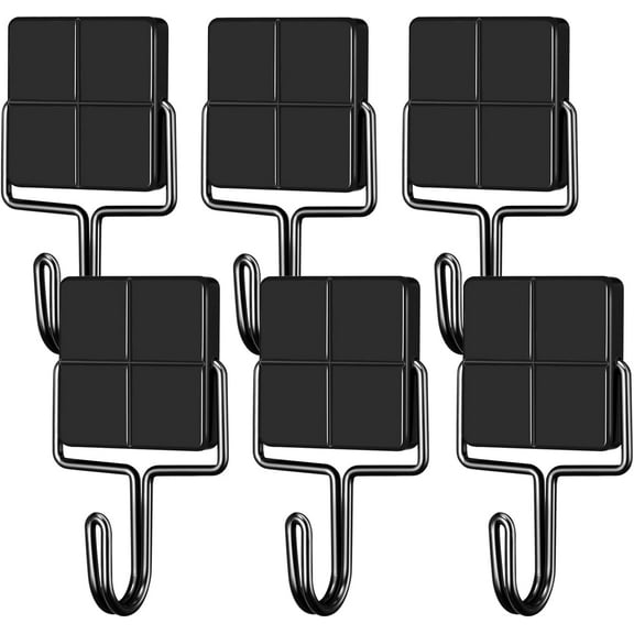 Magnetic Hooks, Heavy Duty Strong Neodymium Magnets with Hook, Black Magnet Hooks for Fridge, 30LBS Industrial Magnetic Hooks for Hanging, Locker, Kitchen, Cruise, Grill, 6 Pack