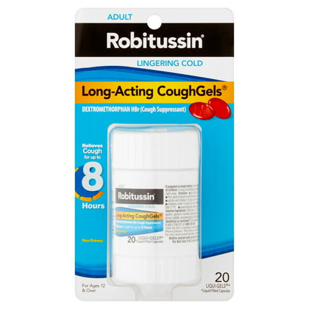 Robitussin Adult Lingering Cold Long-Acting Cough Gels 8-Hour Cough Suppressant Liquid Gels, 20 (Best Cough Suppressant For Dry Cough)