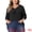 Black, variant on Women's Plus Tops Tie Neck Tassel Self Flutter 3/4 Sleeve Blouses Tops 4X Burgundy