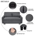 thumbnail image 4 of Pull-out Sofa Bed Convertible Couch 2 Seat Loveseat Sofa Modern Sleeper Sofa with Two Throw Pillows and USB Ports for Living Room, 4 of 5