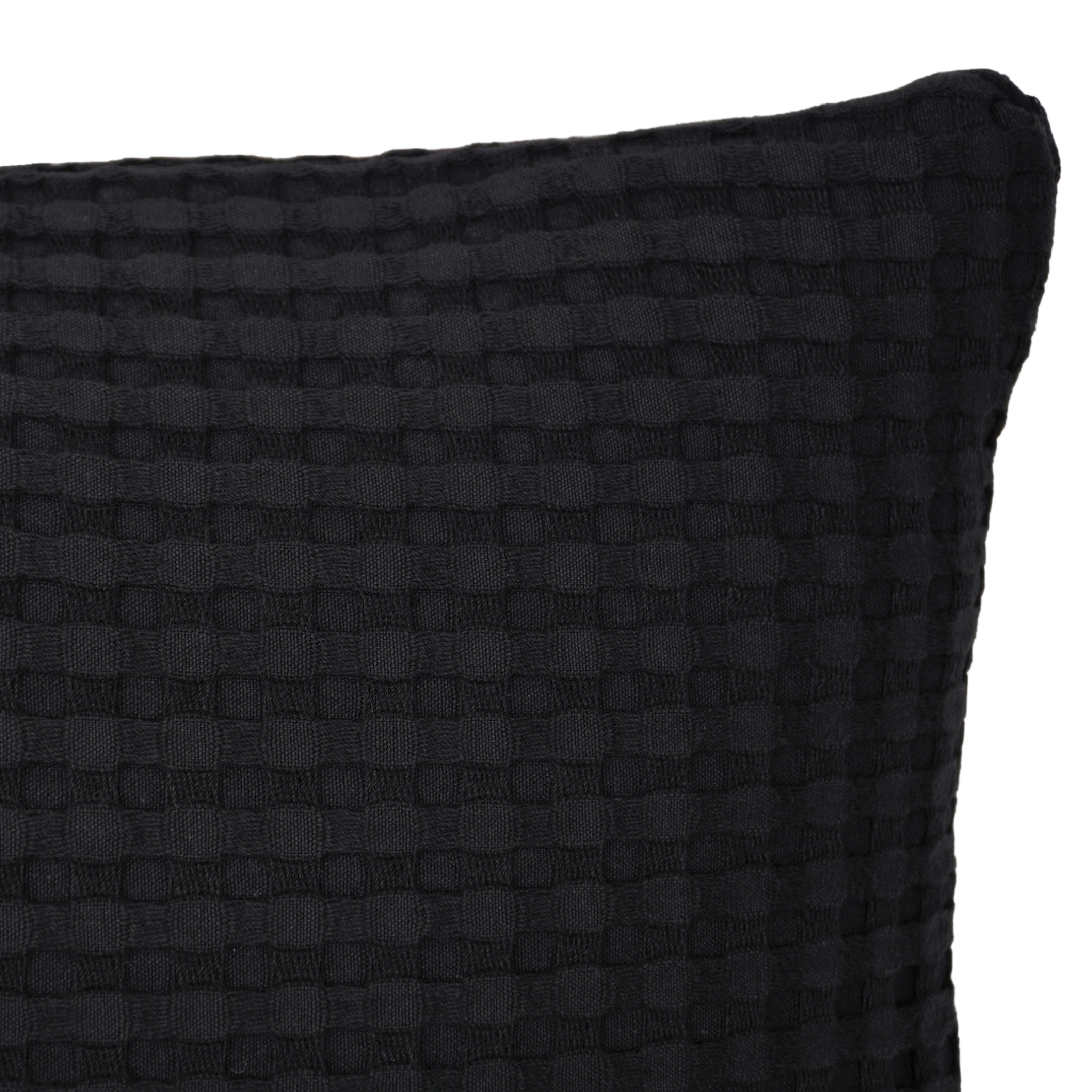 Mainstays Waffle Pillow Cover, 18" x 18", 2 pack, Rich Black