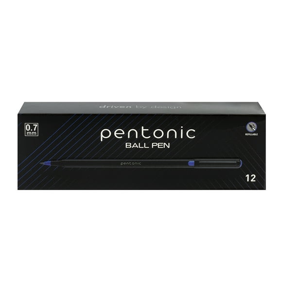 Pentonic - Bolígrafo Ball Pen 0.7 mm, Caja con 12 Piezas color Azul.