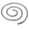 24 Inch Stainless Steel Cuban Link Chain Necklace With Cross Pendant - 11mm Wide, Lobster Clasp, 316L Silver (H&J Jewelry)