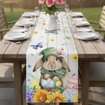 thumbnail image 4 of Spring Easter Table Runner 48 Inches, Watercolor Floral Rabbits Eggs Butterflies Wood Bed Runner Dresser Scarves Tabletop for Indoor Outdoor Parties/Ceremony/Banquet, 13" x 48", 4 of 8