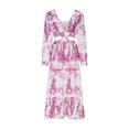 thumbnail image 3 of ESSSUT Robes pour Femmes Élégantes Col en V Imprimé Taille Haute Tendances Robe Ample Rose m, 3 of 5