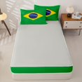 thumbnail image 4 of Manfei Brazil Flag Zipper Twin Comforter Sets with Fitted Sheet and 2 Pillowcases,World Travel Culture Zipper Bedding Set,Green Yellow Blue,Light Gray Reversible,4pcs, 4 of 8