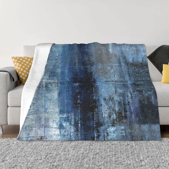 Turquoise Blue Abstract Soft Flannel Fleece Blanket Breathable Throw Blanket Halloween Chirstmas Days Rustic Cozy Blanket for Couch Sofa Bed Living Room Suitable for All Season 50x60 inch