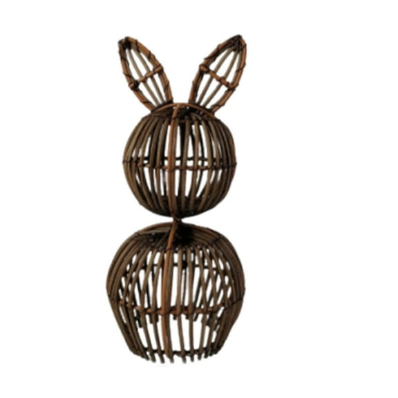 Rattan Bunny Easter Decor, Rabbit Easter Decorations,Spring Bunnies Decoration Statue Figurine for Home Farmhouse (Brown, Sedentary)