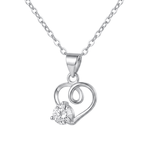 DA VELLARO - Elegant Heart Pendant Necklace with Sparkling Round Crystal – Romantic Gift for Women