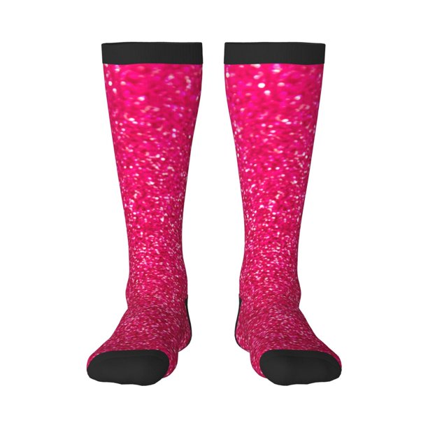 Fotbe Rose Red Glitter Calcetas Divertidas Estampadas para Hombre y Mujer, Calcetas de Algodón hasta la Rodilla para Caminar, Correr, Enfermería y Embarazo