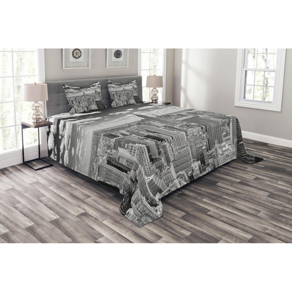 New York Bedspread Set Queen Size, NYC over Manhattan from Top of