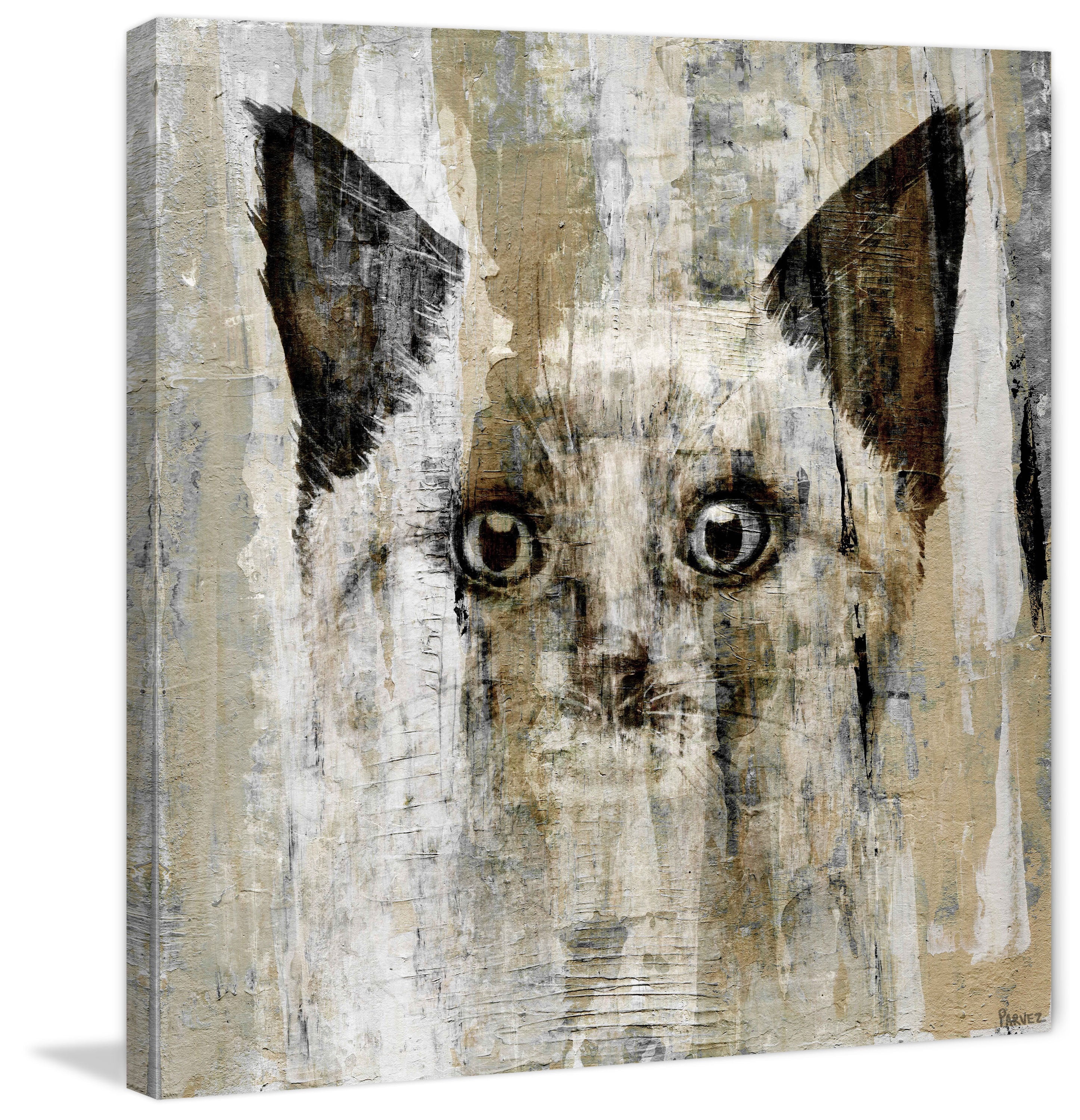 "Brown-Eyed Cat" Painting Print on Wrapped Canvas
