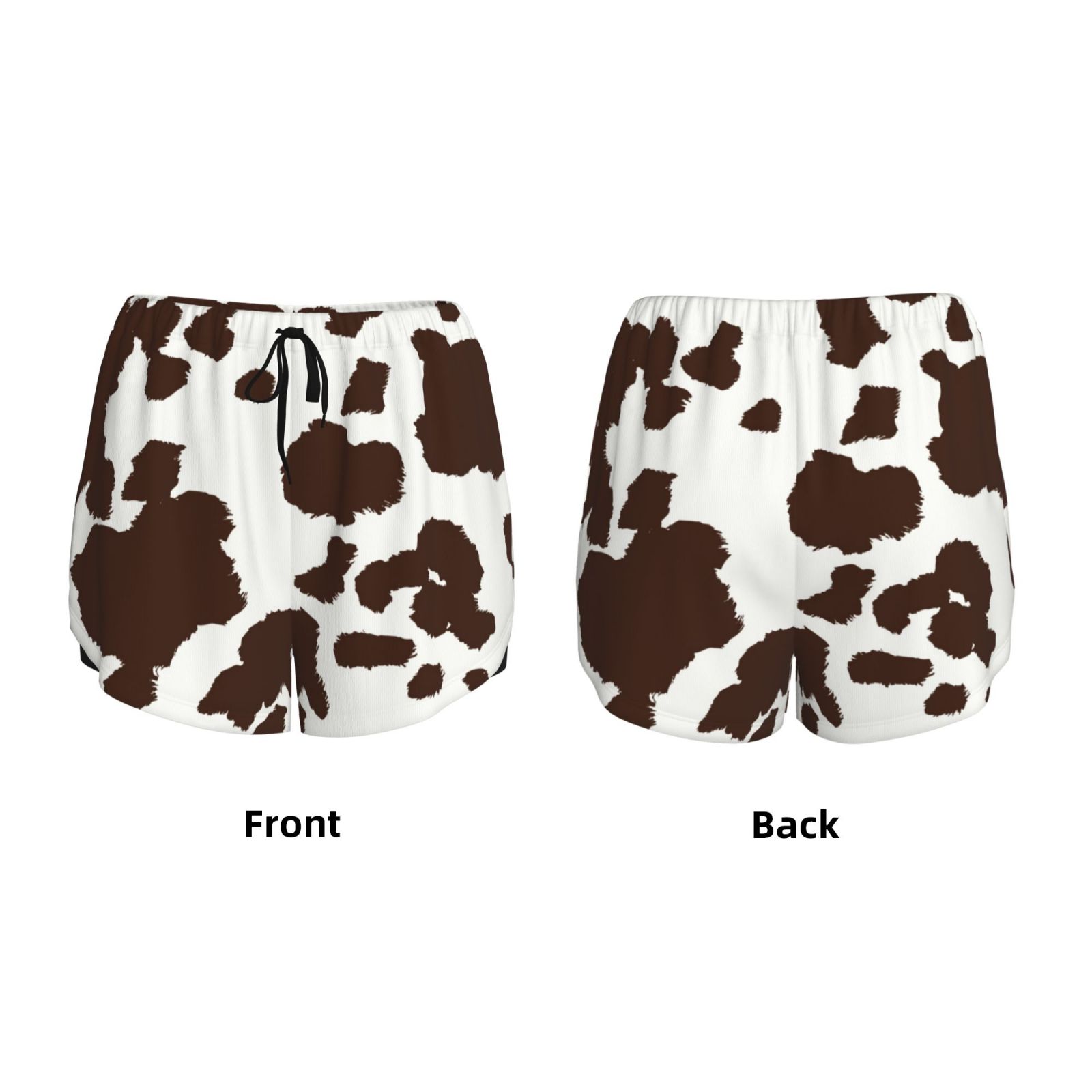 JUNZAN Brown Cow Print Women's Athletic Gym Running Shorts