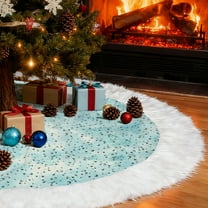 Sanmadrola Christmas Tree Skirt, 36 inch Thick Colorful Velvet Christmas Tree Skirt with Starry Sequin and White Plush Faux Fur Trim Border Decor for Xmas Holiday Party Decorations Ornaments
