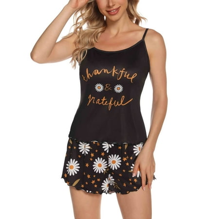 

Colisha Women 2 Piece Outfits Sleeveless Pajamas Sets Cami Tops And Shorts Sleepwear Sexy Home Clothes Scoop Neck Lounge Set Chrysanthemum L