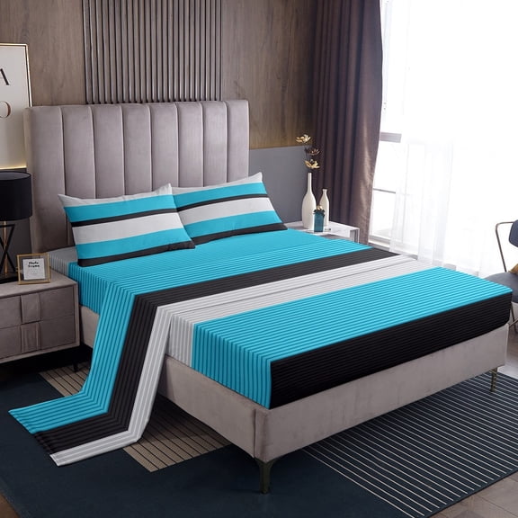 Erosebridal Abstract Lines Sheet Set Twin,Geometric Stripes Bedding Sets Twin Size,Geometry Lines Twin Sheet Sets,Lightweight Teens Bedroom Decor,3pcs