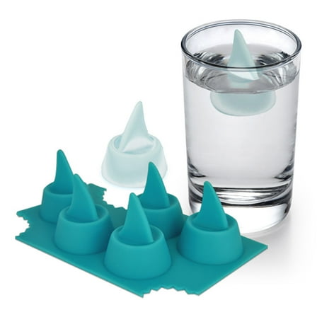 Shark Fin Silicone Ice Cube Mold – Makes 5 Floating Shark Fin Ice Cubes – Perfect for Cocktails, Juice, Chocolate & Party Drinks