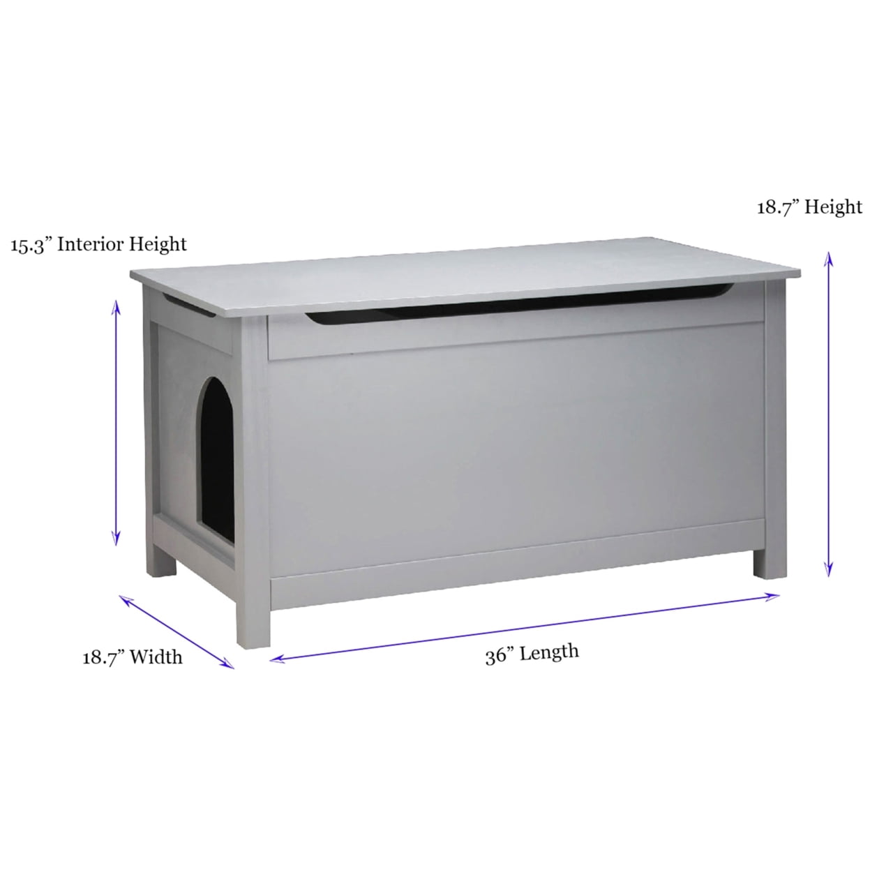 Parker Designer Catbox Litter Box Enclosure in Gray
