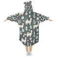 thumbnail image 2 of FORMRS Wearable Blanket Hoodie with Sleeves for Kids Cozy Flannel Sweatshirt, Cute Llamas Pattern, 2 of 7