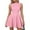Pink, variant on CIENVNSTG Short Sleeve Mini Dress for Women 2025 Fall Crewneck Knit Pleated A Line Soft Casual Short Party Dresses White S