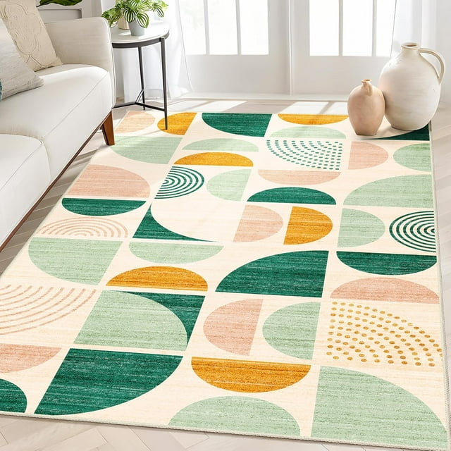 Boho Rug Washable x Area Rugs for Bedroom Entryway Living Room Bedside Small Throw Floor Carpet Non Slip Soft Indoor Modern Abstract Bohemian Orange