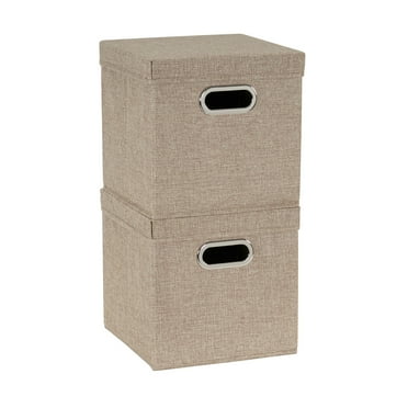 Household Essentials KD Cube Set, 2pk, Collapsible Linen, Cafe