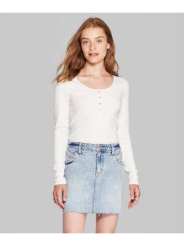 Wild Fable Women's Long Sleeve Henley T 