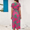thumbnail image 6 of IROINNID Rollbacks Wedding Guest Dresses for Women Semi Formal Evening Night Casual Homecoming Dress Summer V-Neck Print Short Sleeve Party Club Long Dress Elegant Wrap Dress,Pink, 6 of 6