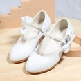 thumbnail image 3 of Zecgelong Children Shoes Children Leather Shoes White Bow Knot Spring Autumn Gir High Heel Princess Shoes Pearl Single Shoes Sparkly girls shoes for toddlers age 2-5 Size 5.5-6 Years, 3 of 5