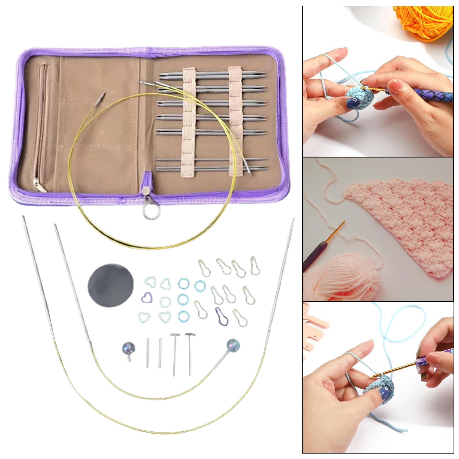 S SERENABLE Circular Knitting Needles Set Stainless Steel Weaving Equipment 8 Different Size Multifunction Crochet Needles Durable Sewing for Sweater
