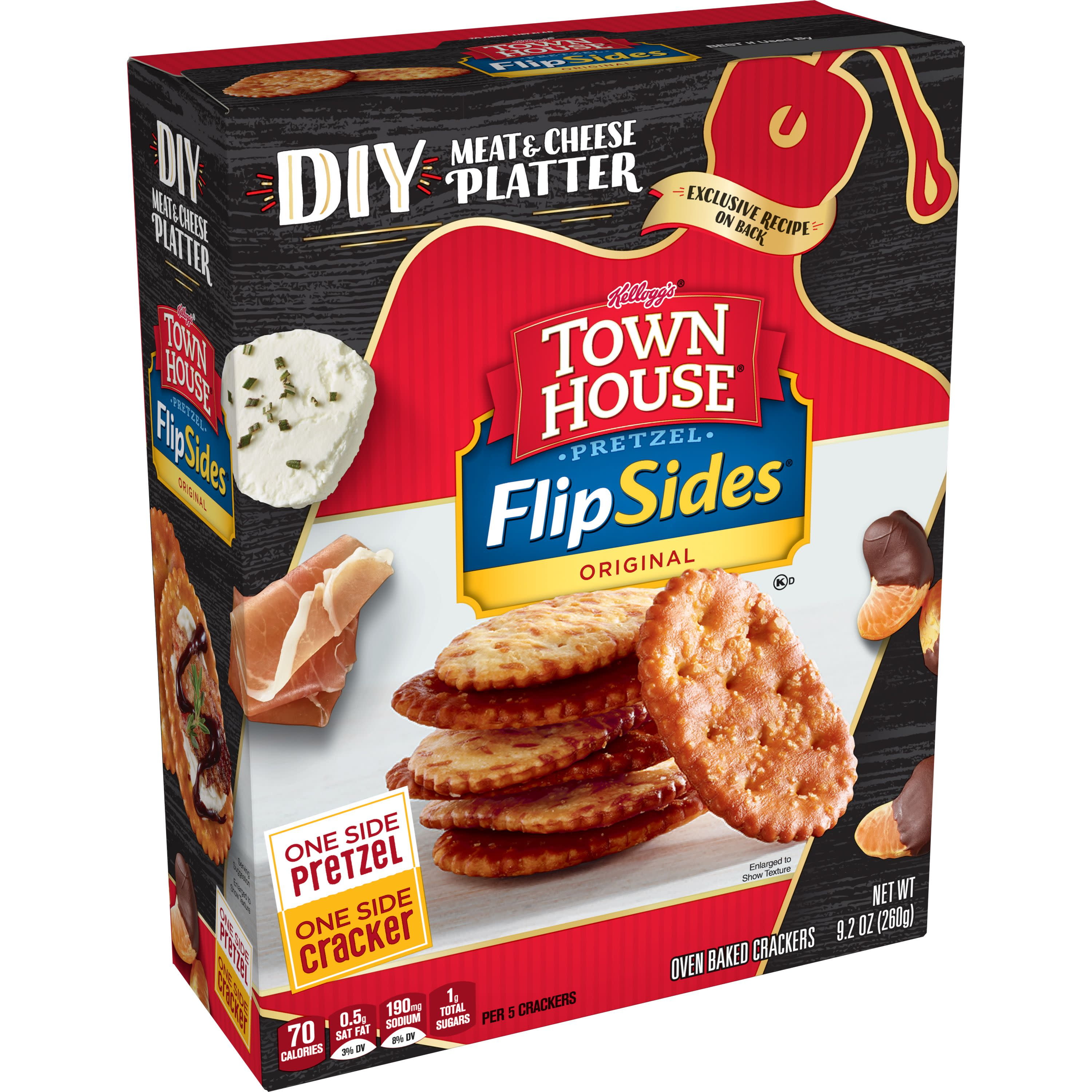 Keebler Town House Pretzel FlipSides Thins, Snack Crackers, Original, 9
