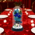 thumbnail image 4 of Dried Rose Bouquet 8.46x4.33x4.33in,Soap Flower Arrangement With Glass Dome And LED Lights For Home Decor And Romantic Birthday Gifts For Her(Dark Blue), 4 of 8