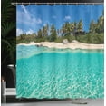 thumbnail image 4 of Ambesonne Colorful Shower Curtain, Virgin Gorda Island Beach, 69"Wx70"L, Cobalt Blue Aqua and Emerald, 4 of 5
