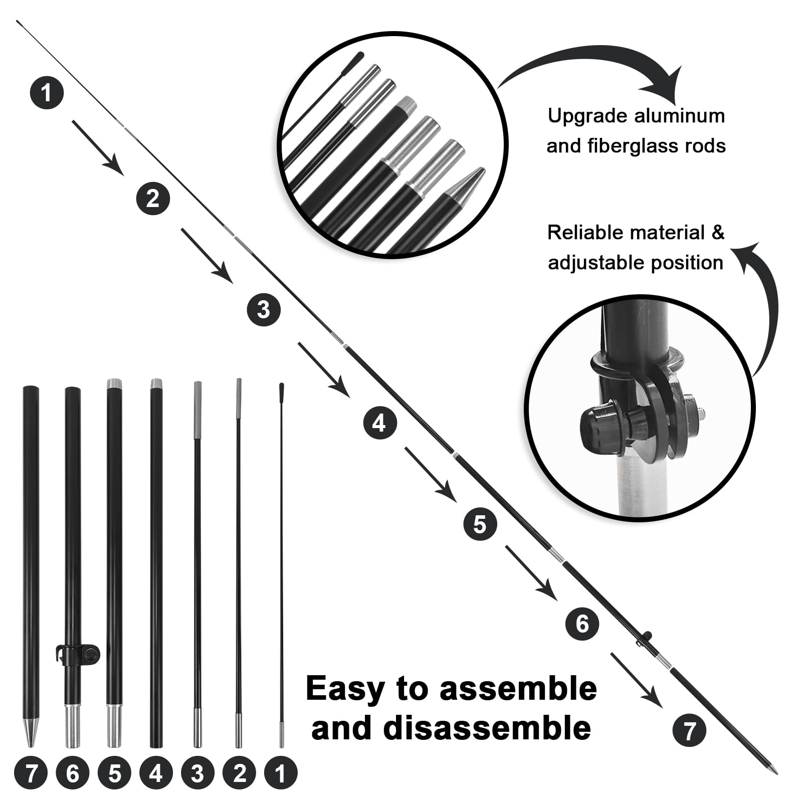 QSUM Equipment Rental Feather Flag with Flag Pole Kit and Ground Spike, 8.2FT Equipment Rental Windless Flag Banner Sign Business for Outdoor Advertising Sign Decoration Display