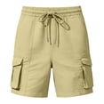 thumbnail image 5 of ZHYou Cargo Shorts for Women Casual Baggy Fit Drawstring Pull On Summer Shorts with Side Flap Pockets,Yellow,Size M, 5 of 6