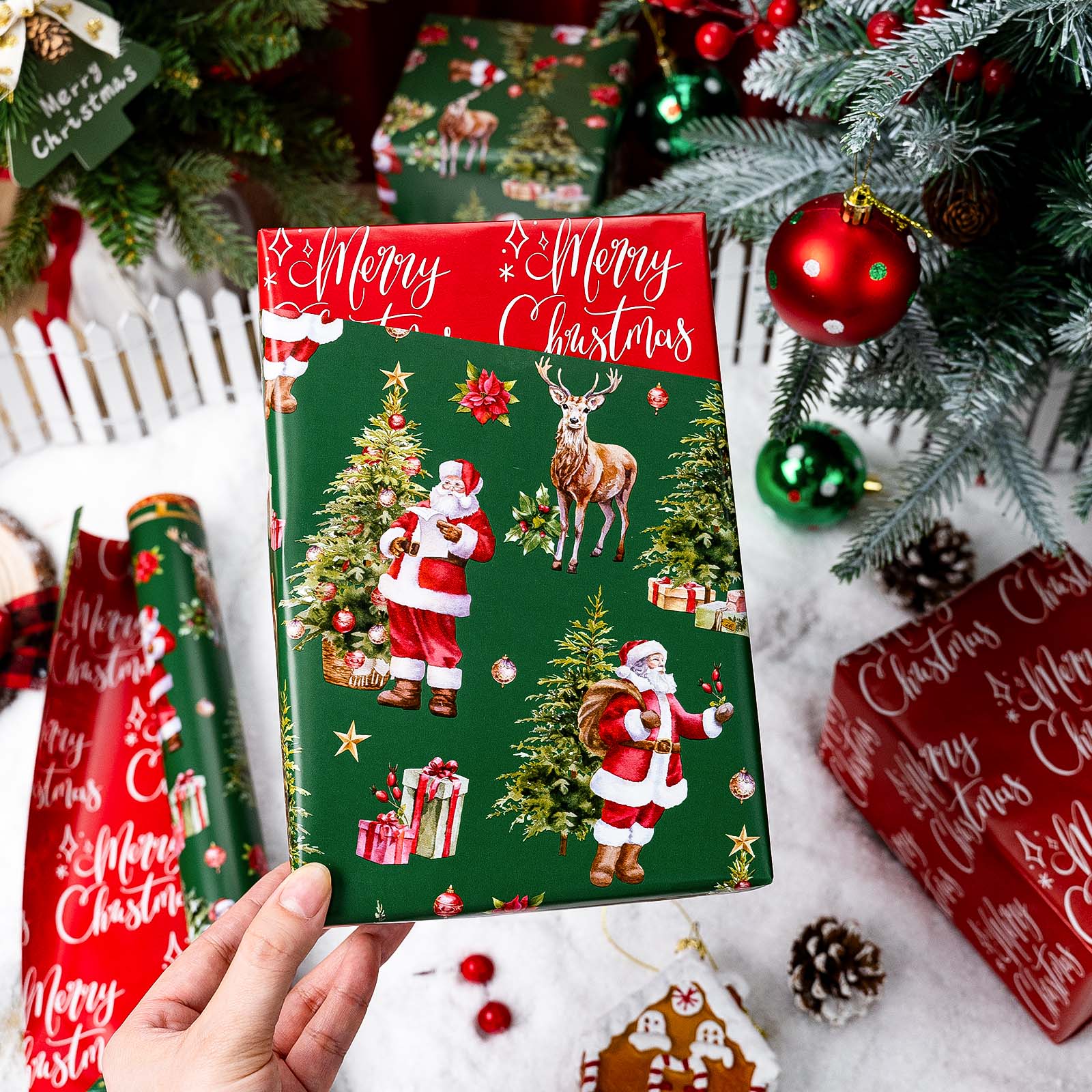 Homeral Green Christmas Wrapping Paper - Holiday Design photo 5