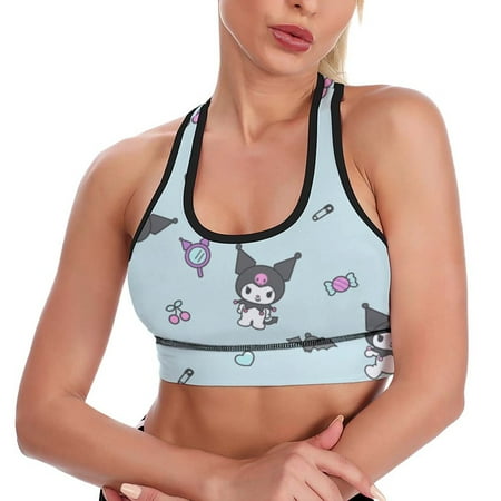 Cherry Kuromi Women s Sports Bras Padded Crop Top Workout Slimming Yoga Tank Tops Camisole Vest Activewear Fitness Running Racerback With Built In Bra