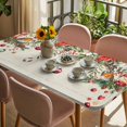 thumbnail image 3 of Red Christmas Table Cloths for 3 Foot Rectangle Tables, Xams Tree Winter Poinsettia Pine Cones Farmhouse Patio Waterproof Elastic Fitted Tablecloths, Washable Rectangular Table Cover for Camping, 3 of 8