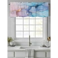 thumbnail image 4 of Abstract Marble Turquoise Curtain Valances for Windows, Gradient Pink Blue Gold Foil Wavy Kitchen Valance Window Treatment, Light Filtering Block Curtains for Bathroom/Bedroom/Living Room 60'' x 18'', 4 of 9