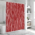 thumbnail image 5 of Red Striped Shower Curtain Set - Standard 72" x 72" Washable Bathtub Curtain with 12 Hooks, Classic Minimalist Waves Lines Pattern Waterproof Fabric Stall Shower Curtains for Bathroom/Bathtub Décor, 5 of 6