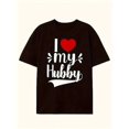 thumbnail image 3 of Camiseta de pareja, camiseta creativa con estampado gráfico "Amo a mi esposo y esposa" para hombre, camiseta informal de manga corta con cuello redondo, camiseta para exteriores de verano para adultos, 3 of 6