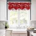 thumbnail image 6 of Red Christmas Kitchen Curtains and Valances Set, Rod Pocket Curtains Tier Farmhouse Window Curtains 24 Inch Length, Winter Xmas Snowflake Ball Stripes Rustic 3 Piece Kitchen Curtains Set, 6 of 6